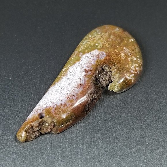 Large Drilled Ocean Jasper with Druzy * 56.70 x 24.92 x 6.87mm - Picture 7 of 16